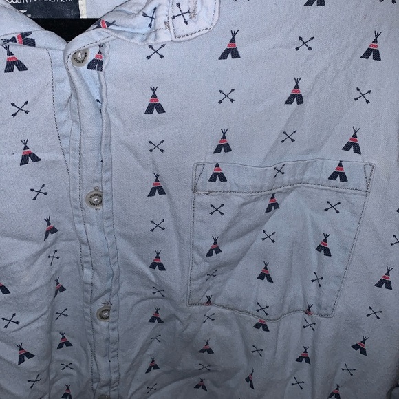 Modern Amusement TeePee Print button down  Shirt - Picture 2 of 5